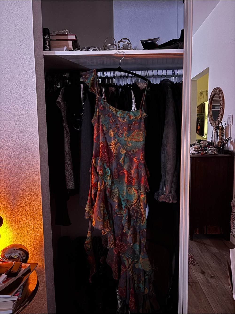 Multicolor Paisley Ruffle Sheer Maxi Dress